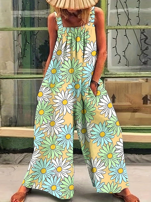 Adina - Sleeveless Printed Wide Leg Jumpsuit
