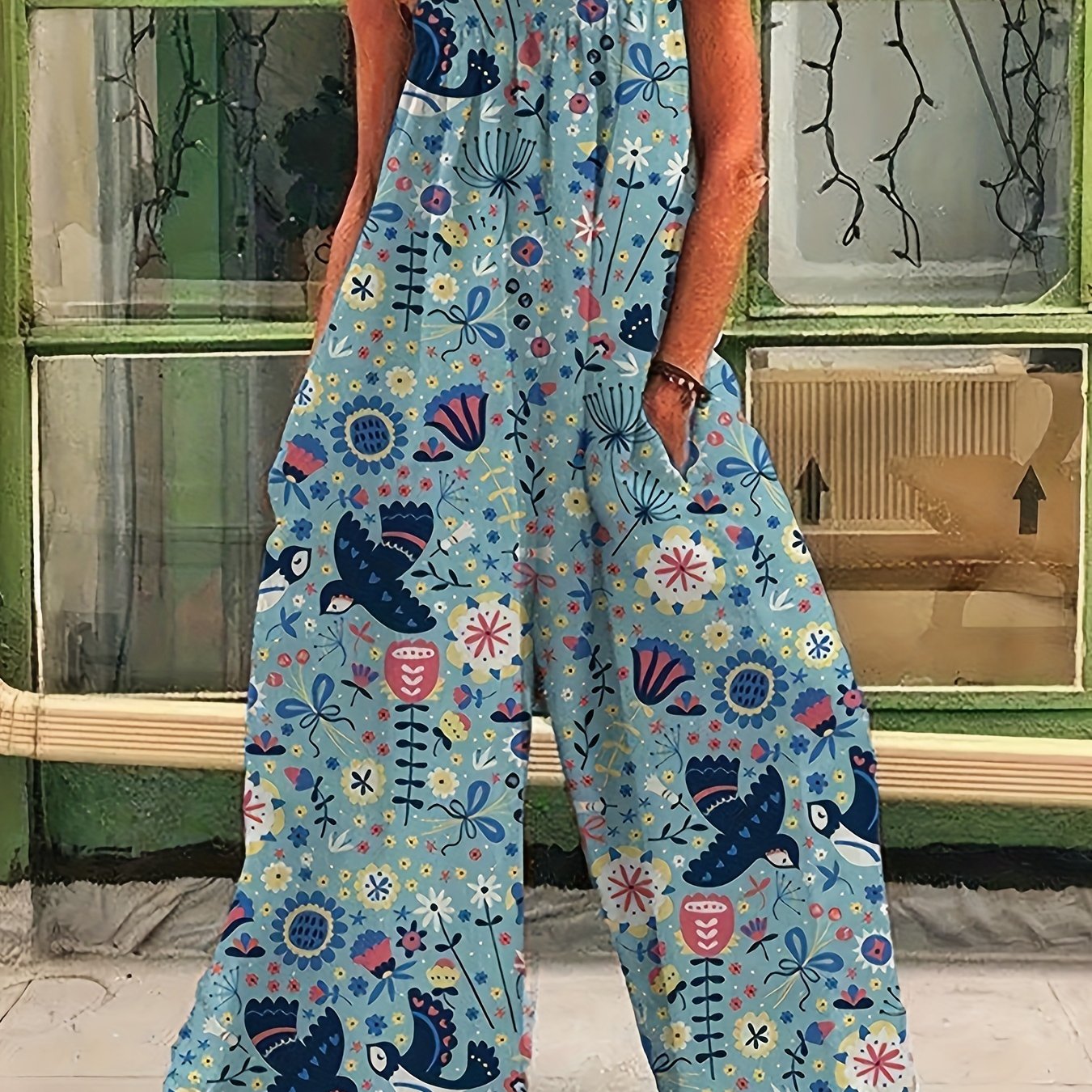 Adina - Sleeveless Printed Wide Leg Jumpsuit