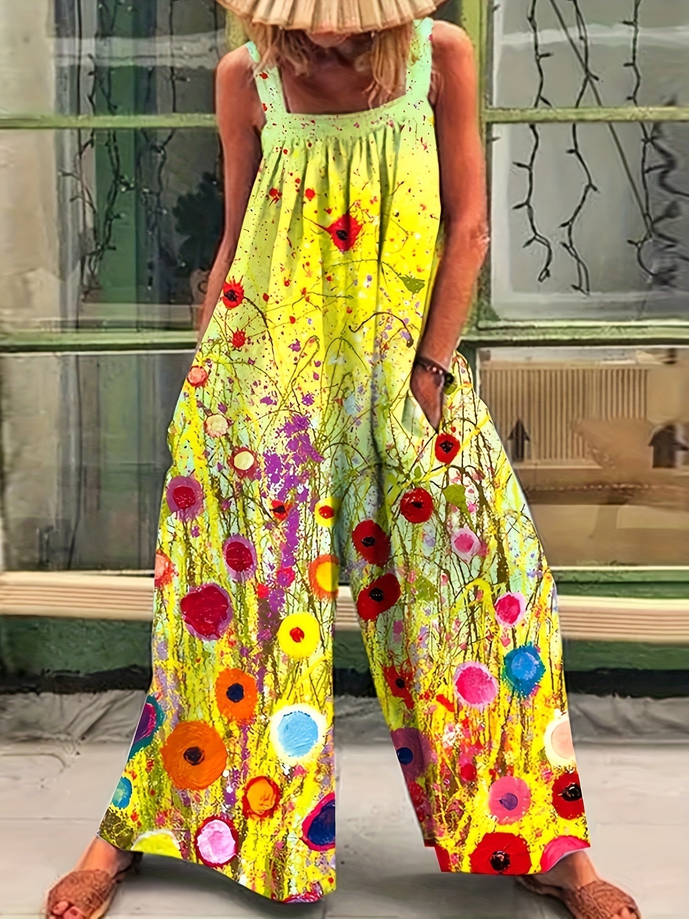 Adina - Sleeveless Printed Wide Leg Jumpsuit