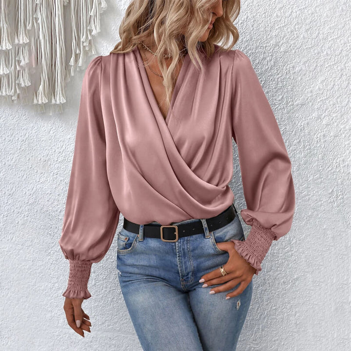 Elara | Elegant Women's Crossover Blouse Pullover - Stylish Top for Any Occasion
