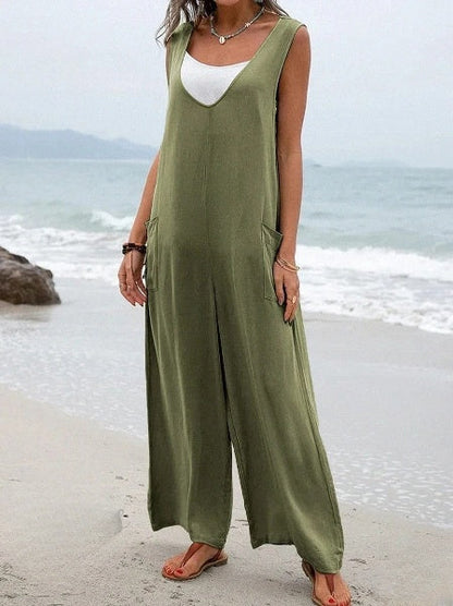 Women's Sleeveless Jumpsuit with Pockets | Ideal for Spring/Summer season