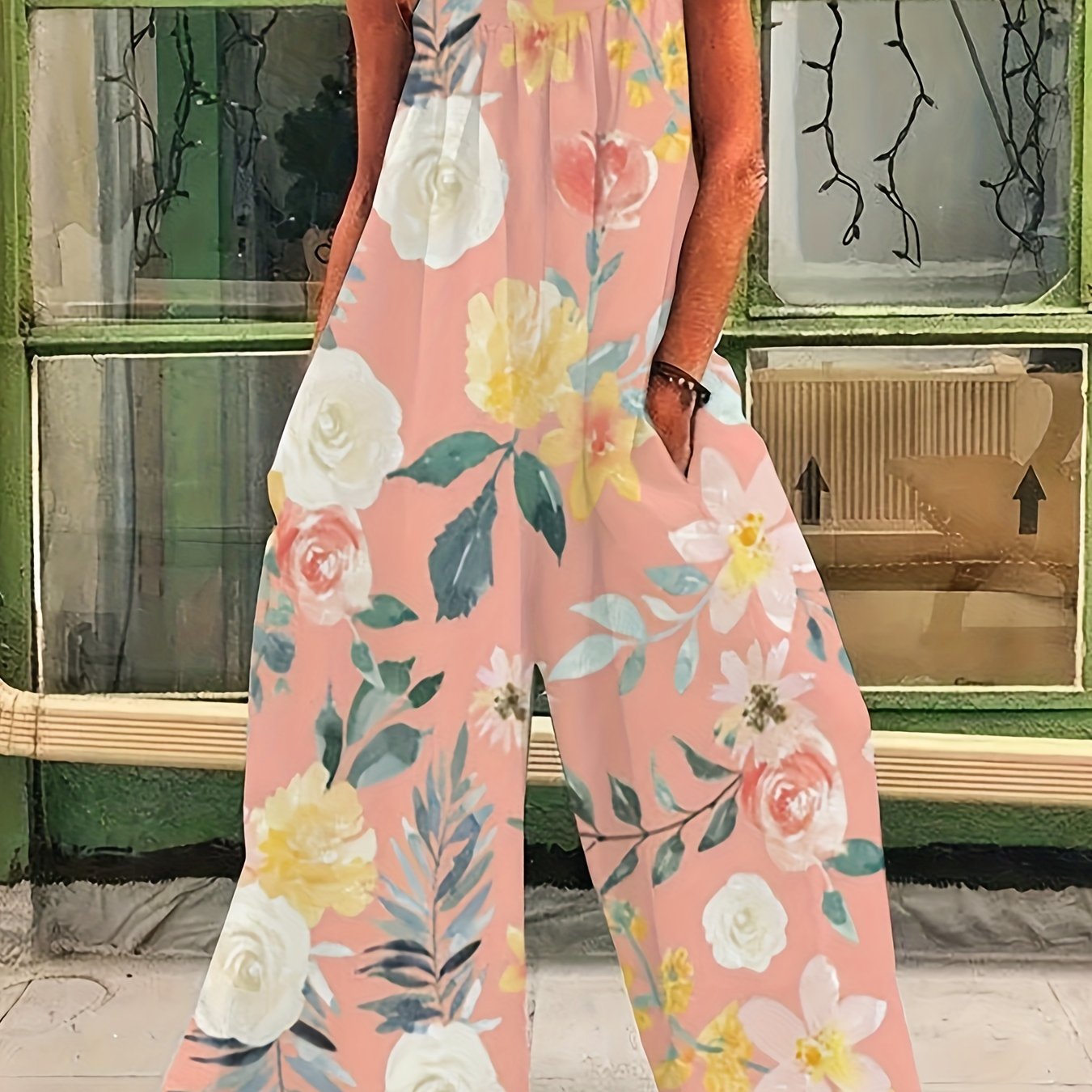 Adina - Sleeveless Printed Wide Leg Jumpsuit
