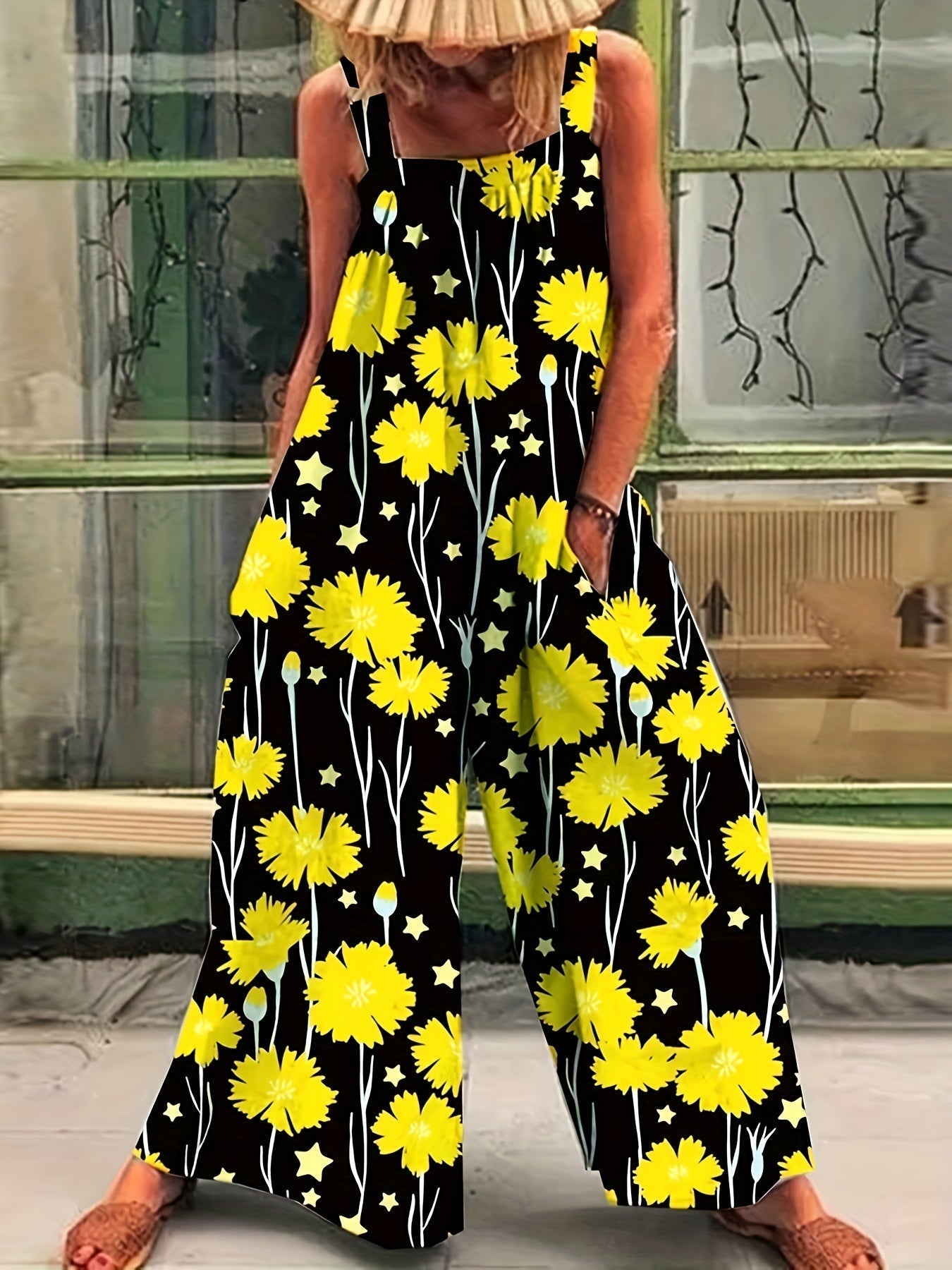 Adina - Sleeveless Printed Wide Leg Jumpsuit