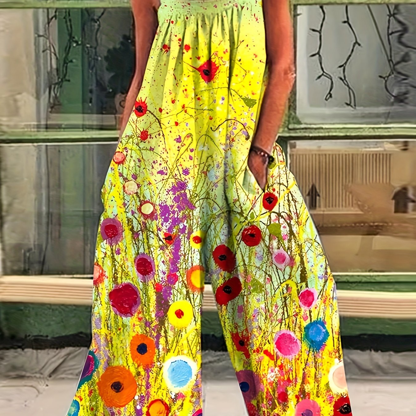 Adina - Sleeveless Printed Wide Leg Jumpsuit
