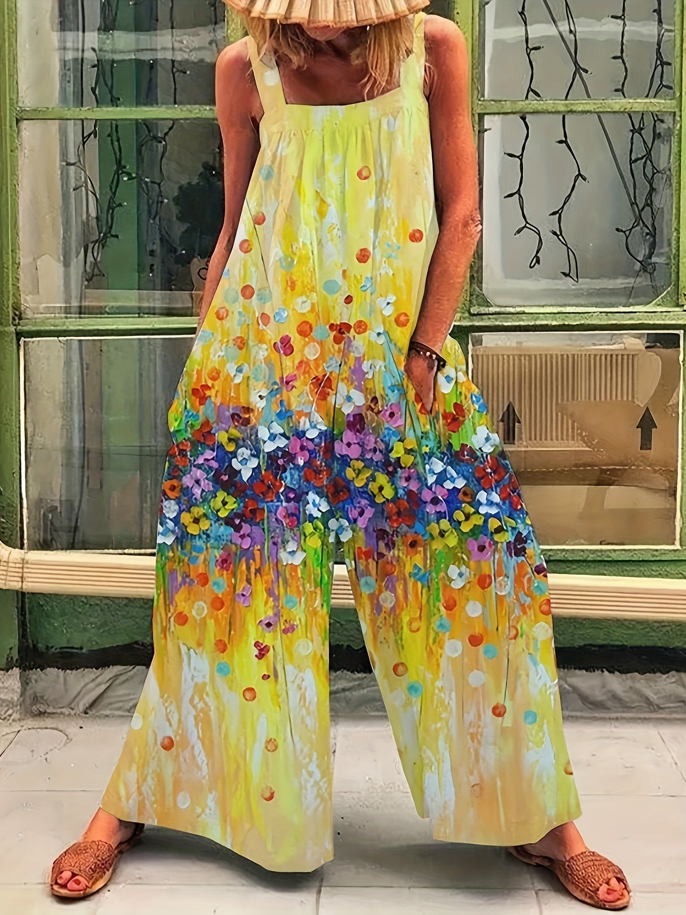 Adina - Sleeveless Printed Wide Leg Jumpsuit