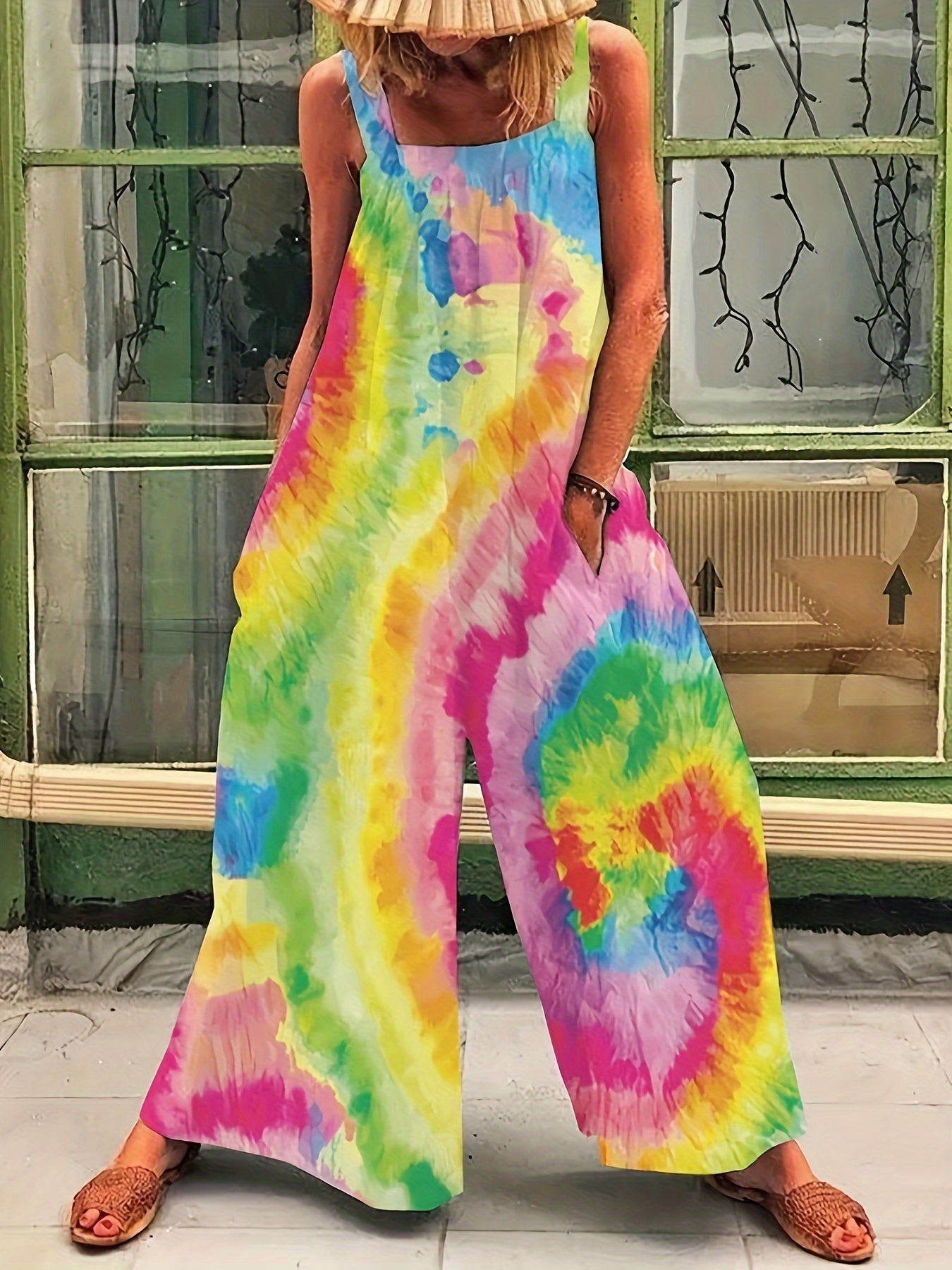 Adina - Sleeveless Printed Wide Leg Jumpsuit