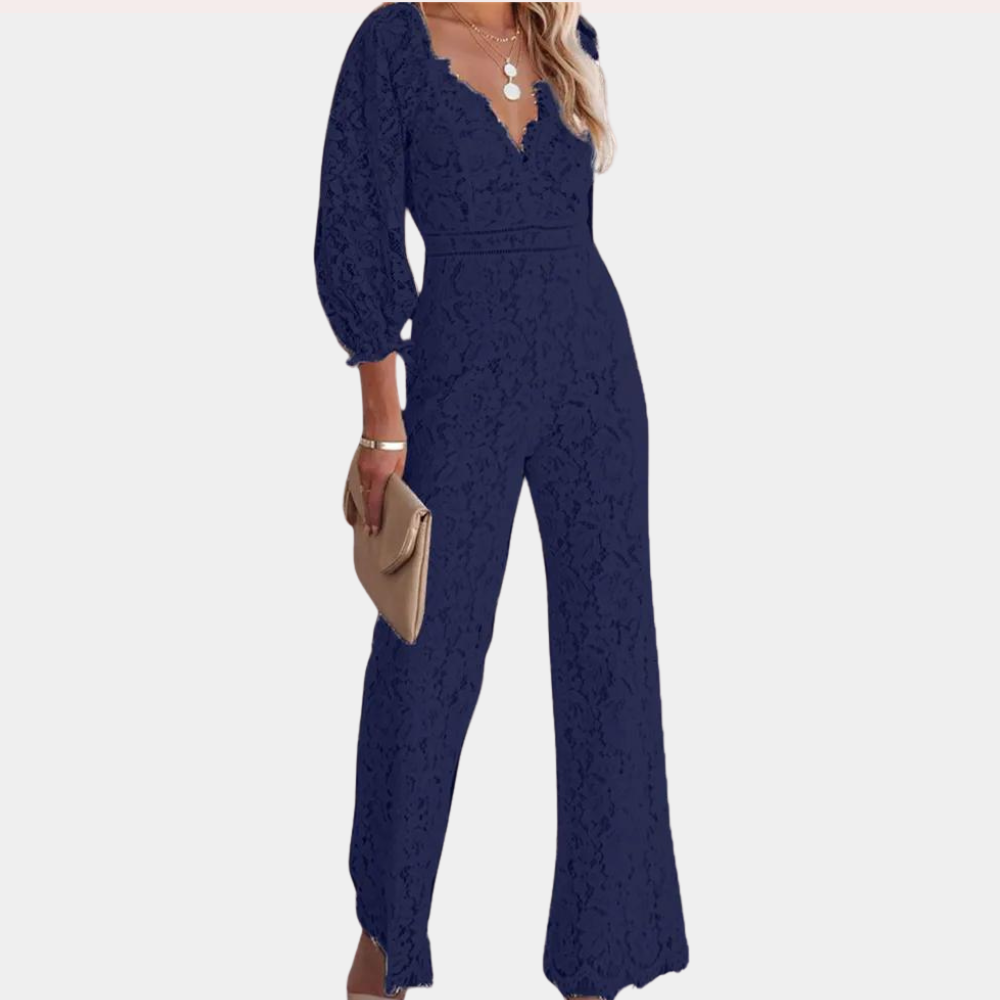 Ayla - Slim Fit Chic Lace Hollow V-Neck Jumpsuit