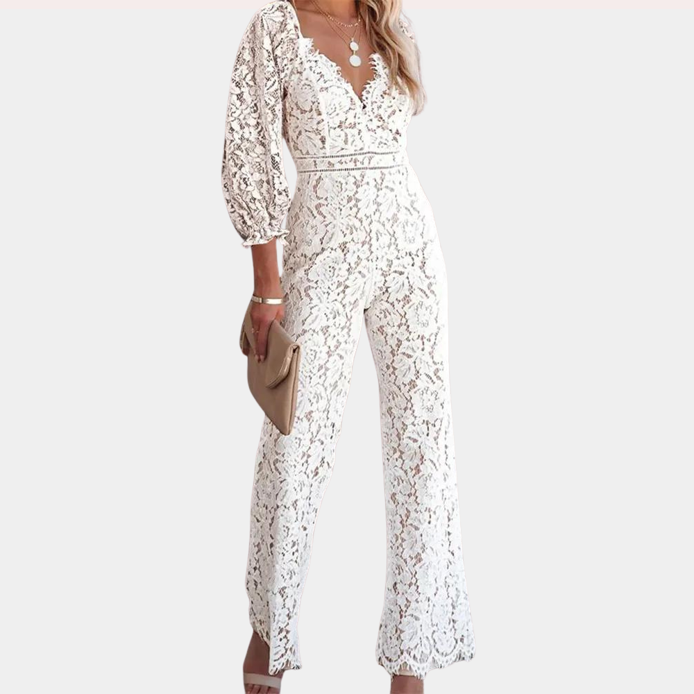 Ayla - Slim Fit Chic Lace Hollow V-Neck Jumpsuit