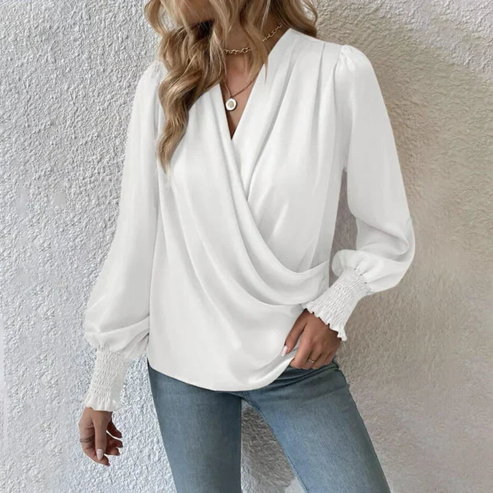 Elara | Elegant Women's Crossover Blouse Pullover - Stylish Top for Any Occasion