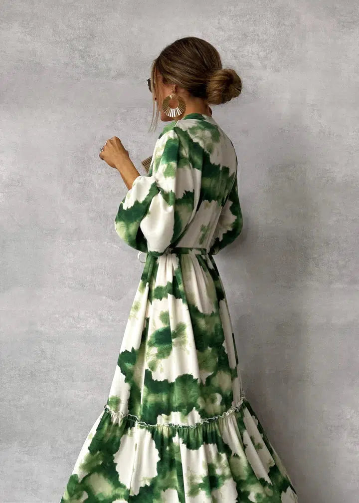 Women’s Maxi Dress – Long Sleeve, V-Neck & Elegant Flowy Fit