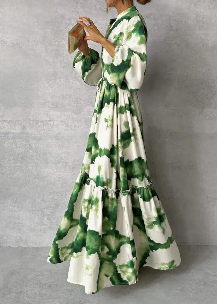 Women’s Maxi Dress – Long Sleeve, V-Neck & Elegant Flowy Fit