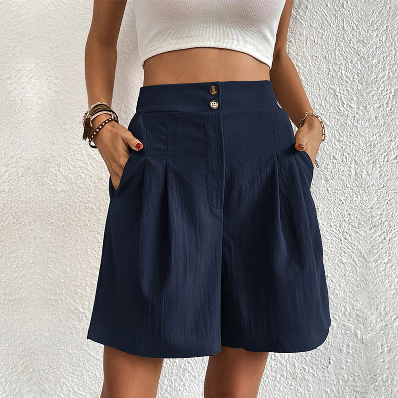 Summer shorts - Supple - Cotton - High Waisted Short Pants - Women's shorts