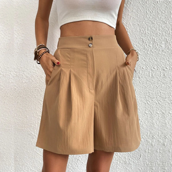 Summer shorts - Supple - Cotton - High Waisted Short Pants - Women's shorts
