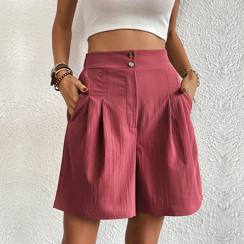 Summer shorts - Supple - Cotton - High Waisted Short Pants - Women's shorts