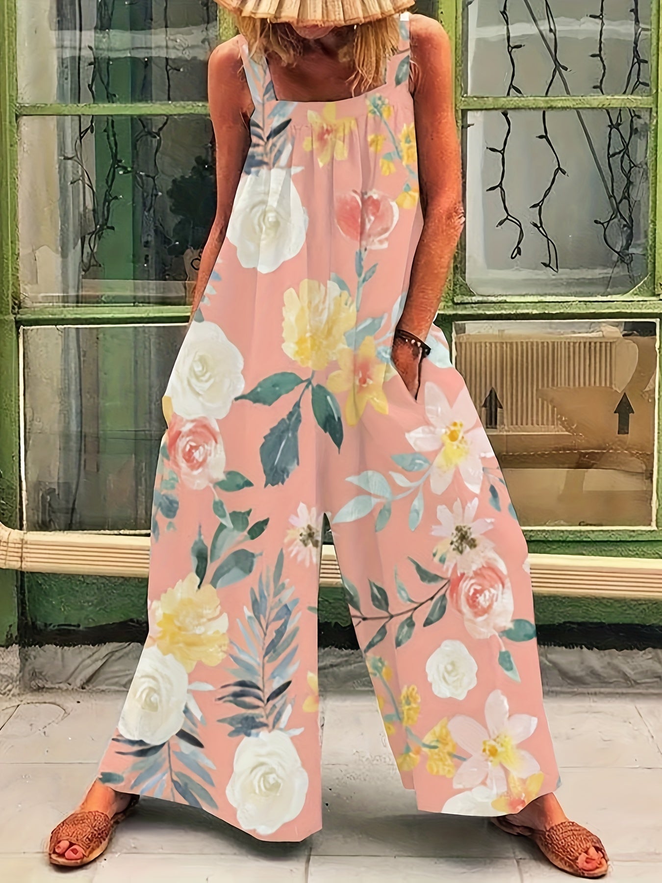 Adina - Sleeveless Printed Wide Leg Jumpsuit