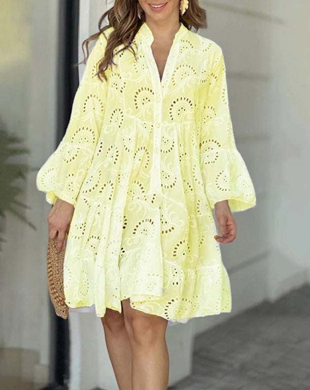 Dress with Eyes | Loose fit | Long sleeves | Short dress | Summer dress