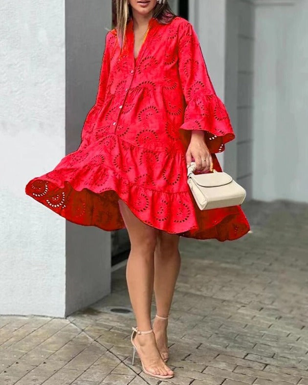 Dress with Eyes | Loose fit | Long sleeves | Short dress | Summer dress