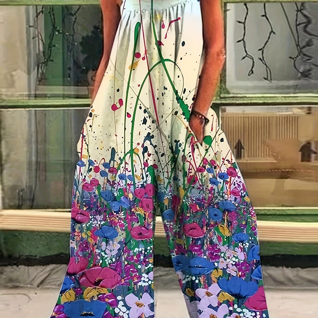 Adina - Sleeveless Printed Wide Leg Jumpsuit